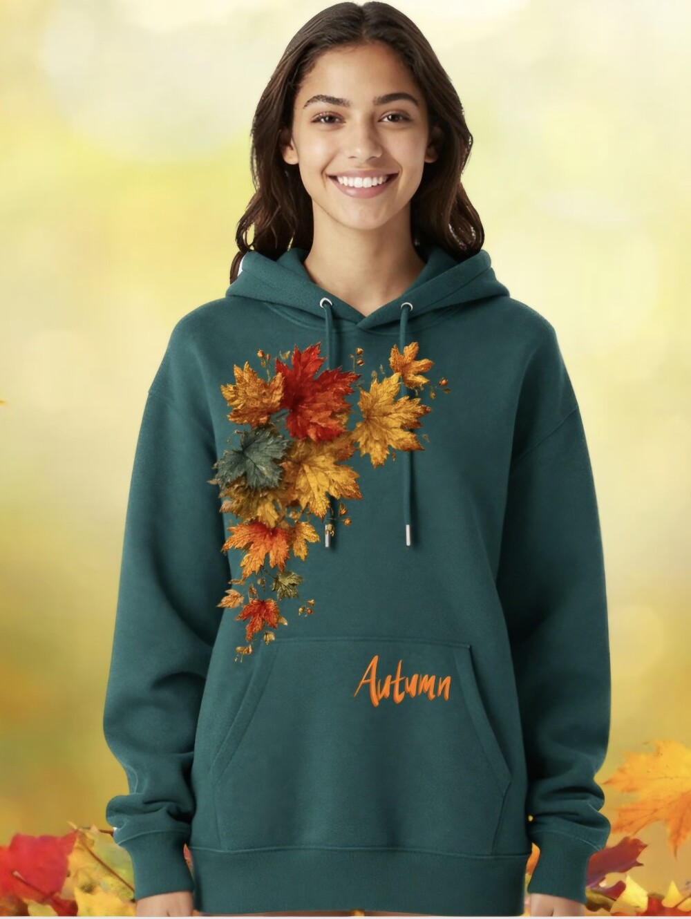 AD Golden Girl — Premium Custom Autumn Fall Leaves Hoodie Sweatshirt (Limited Ed